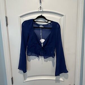 Sheer Blue Long Sleeve Top